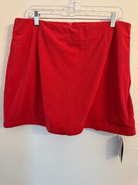 Halara Red Corduroy Skort XL Built-In Shorts High Waisted Mini Skirt